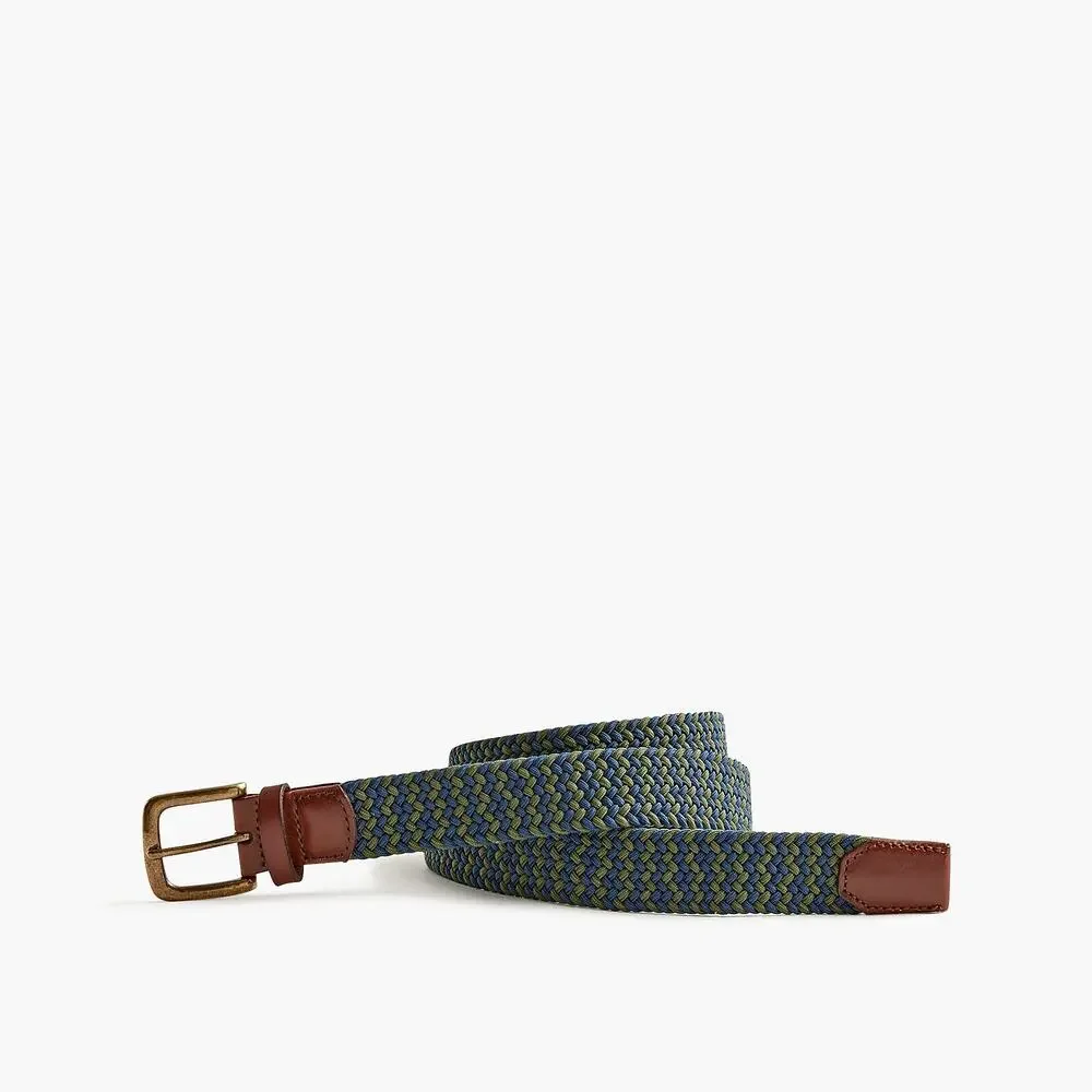 NWOT J Crew Factory Woven Rope Belt Mixed Washed Blue Olive Size L